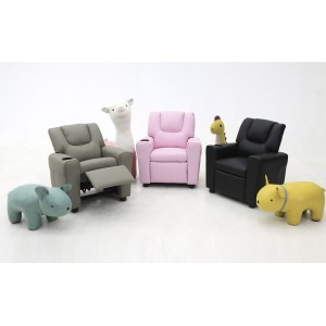 Mini fauteuil relax ITCHI relevable manuellement matière PU couleur noir, idéal pour un salon confortable.