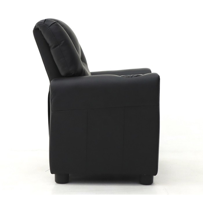 Mini fauteuil relax ITCHI relevable manuellement matière PU couleur noir, idéal pour un salon confortable.