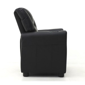 Mini fauteuil relax ITCHI relevable manuellement matière PU couleur noir, idéal pour un salon confortable.