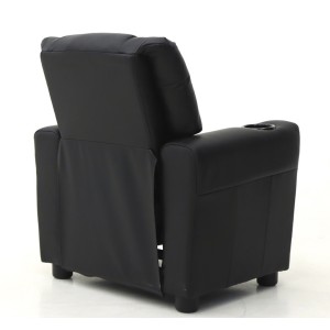 Mini fauteuil relax ITCHI relevable manuellement matière PU couleur noir, idéal pour un salon confortable.
