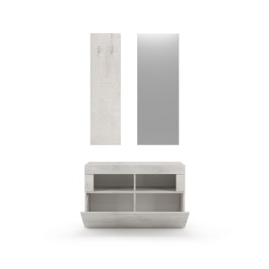 Ensemble de meubles d'entrée, collection CISA, coloris chêne blanc