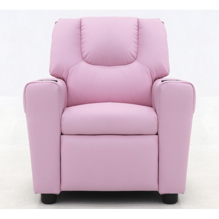 Mini fauteuil relax ITCHI relevable manuellement matière PU couleur rose, idéal pour un salon confortable