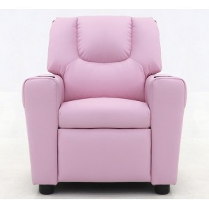 Mini fauteuil relax ITCHI relevable manuellement matière PU couleur rose, idéal pour un salon confortable