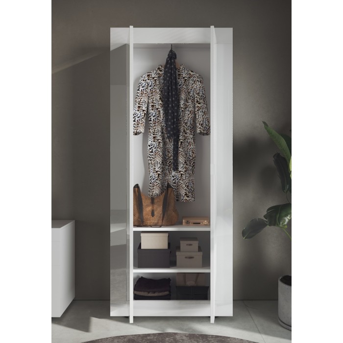 Armoire d'entrée, collection CISA, coloris blanc brillant laqué