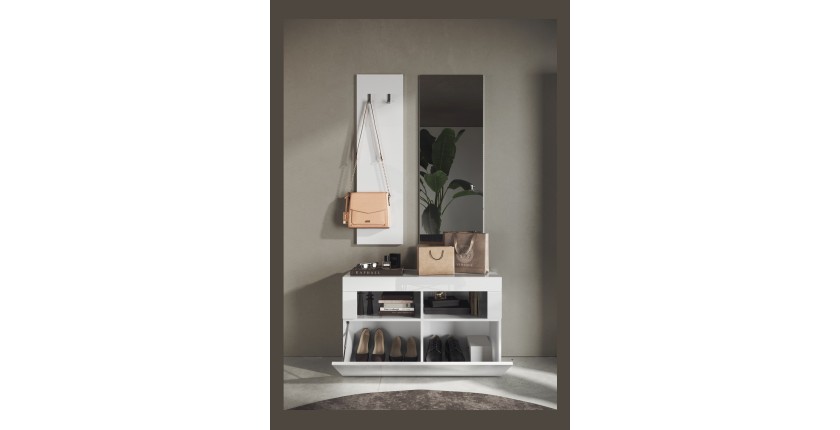 Ensemble de meubles d'entrée, collection CISA, coloris blanc brillant laqué