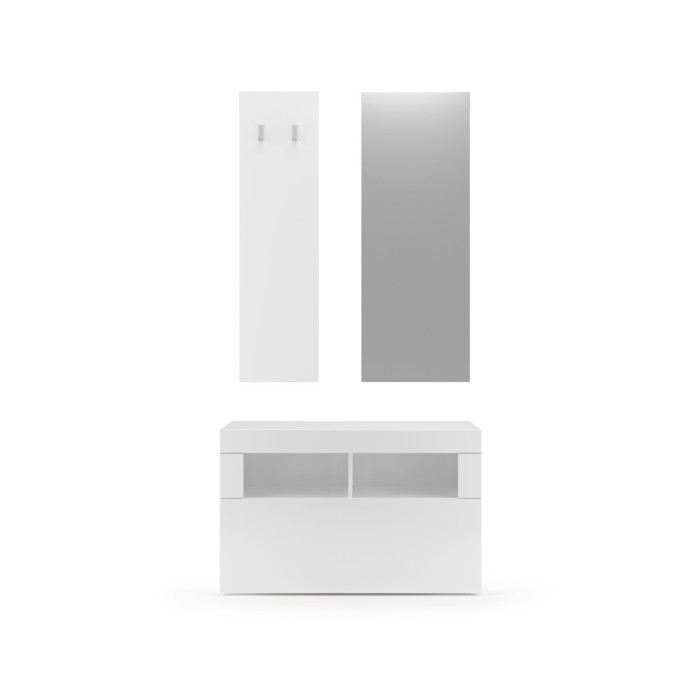 Ensemble de meubles d'entrée, collection CISA, coloris blanc brillant laqué
