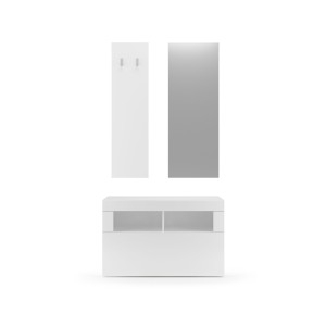 Ensemble de meubles d'entrée, collection CISA, coloris blanc brillant laqué