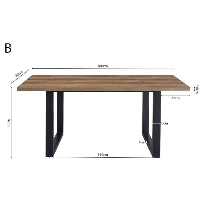 Table à manger EDWAR longueur 180cm en décor bois exotique mango, idéal pour une salle à manger conviviale