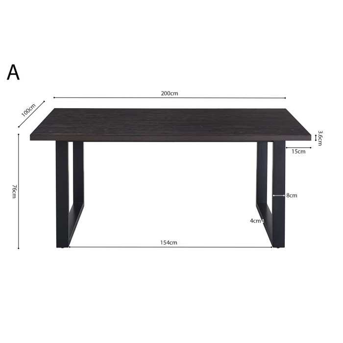 Table à manger EDWAR longueur 200cm en décor bois brun foncé, idéal pour une salle à manger conviviale
