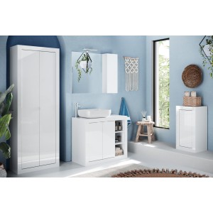 Armoire de salle de bains, 2 portes, collection CISA. Coloris blanc brillant