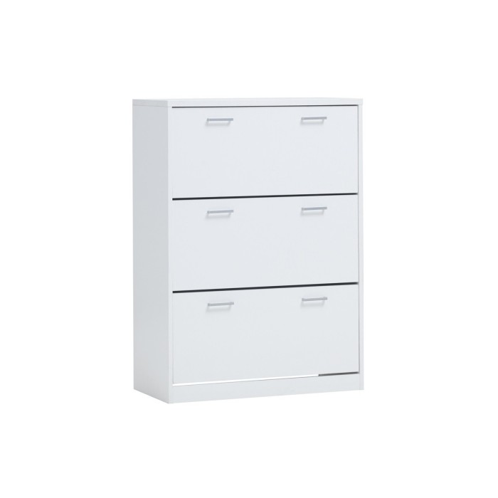 Meuble à chaussures SPACE, 3 tiroirs, coloris blanc, idéal pour une entrée pratique