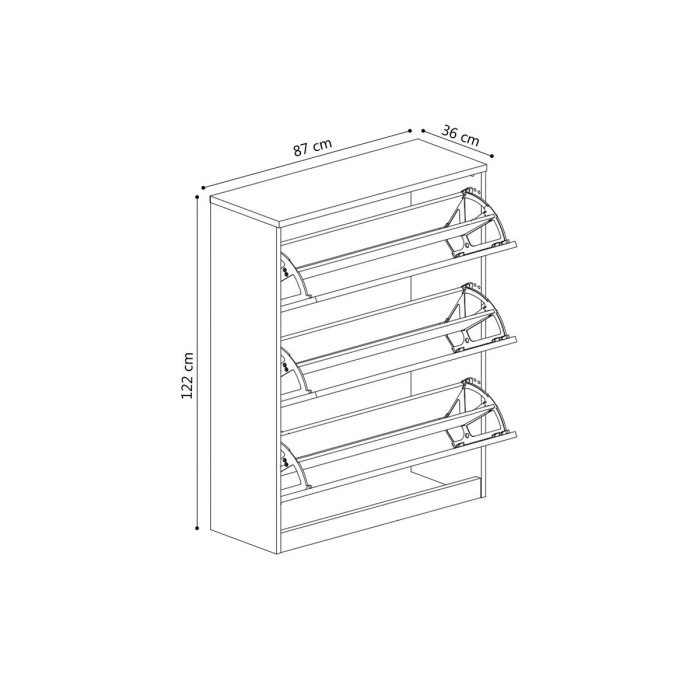 Meuble à chaussures SPACE, 3 tiroirs, coloris blanc, idéal pour une entrée pratique