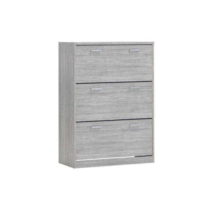 Meuble à chaussures SPACE, 3 tiroirs, coloris Chêne gris, idéal pour une entrée pratique