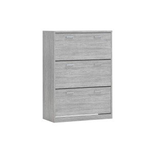 Meuble à chaussures SPACE, 3 tiroirs, coloris Chêne gris, idéal pour une entrée pratique