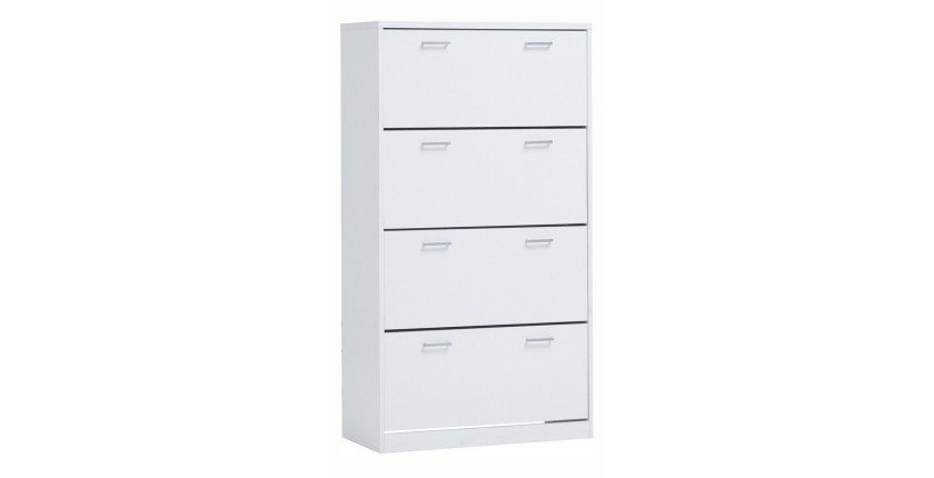 Meuble à chaussures SPACE, 4 tiroirs, coloris blanc, idéal pour une entrée pratique