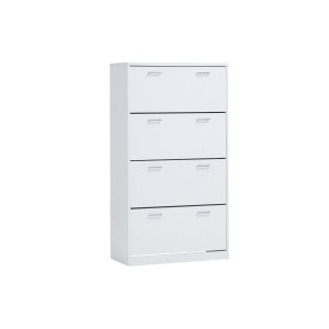 Meuble à chaussures SPACE, 4 tiroirs, coloris blanc, idéal pour une entrée pratique