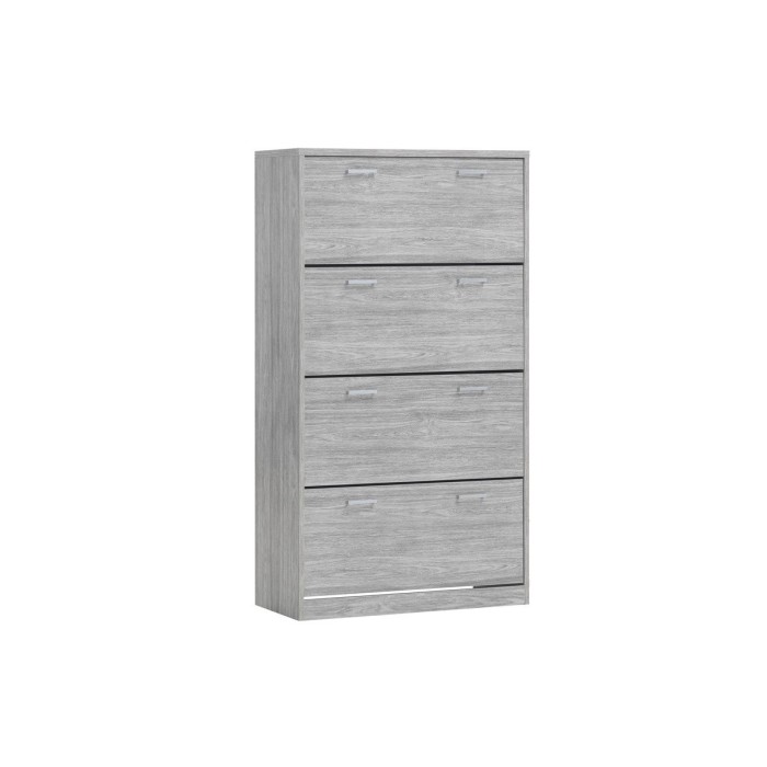 Meuble à chaussures SPACE, 4 tiroirs, coloris chêne gris, idéal pour une entrée pratique