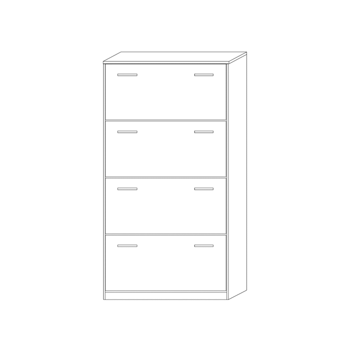 Meuble à chaussures SPACE, 4 tiroirs, coloris chêne gris, idéal pour une entrée pratique