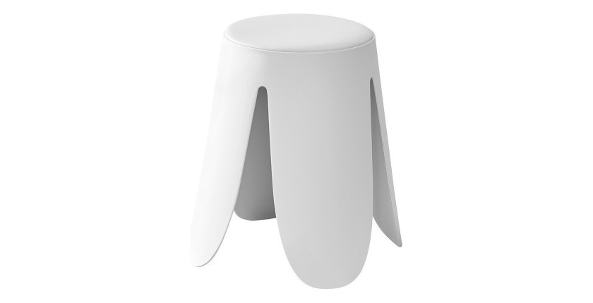 Tabouret OSTIN coloris blanc, grâce a son design atypique il s'adapte a tous types de salon
