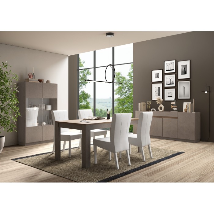 Table 180cm pour salle à manger FANZY. Décor chêne clair