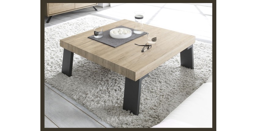 Table basse avec pieds en métal, Collection SHOW, coloris chêne clair