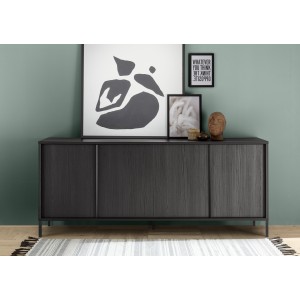 Buffet 4 portes collection IRON. Coloris chêne noir