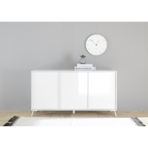 Buffet 3 portes collection SKY. Coloris Blanc laqué brillant