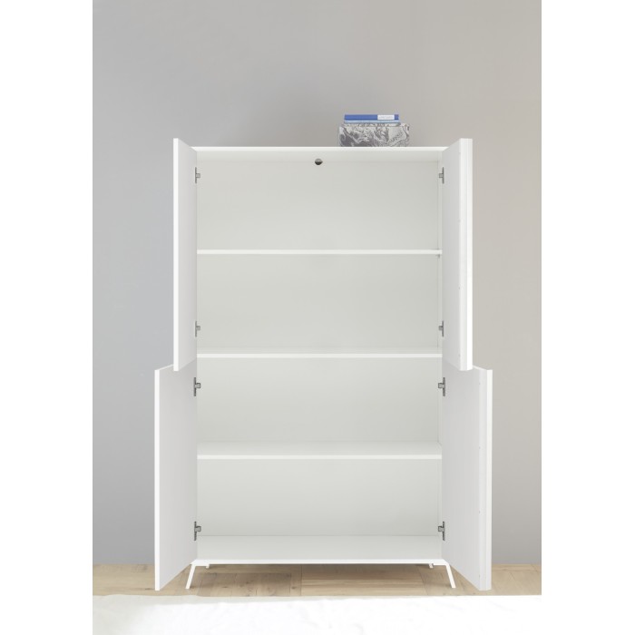 Buffet 4 portes collection SKY. Coloris blanc laqué brillant