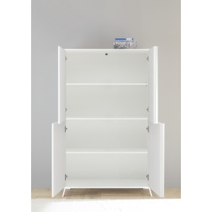 Buffet 4 portes collection SKY. Coloris blanc laqué brillant