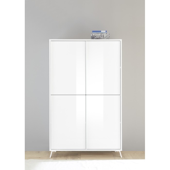 Buffet 4 portes collection SKY. Coloris blanc laqué brillant