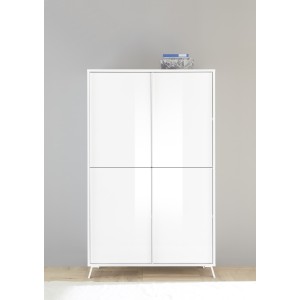 Buffet 4 portes collection SKY. Coloris blanc laqué brillant