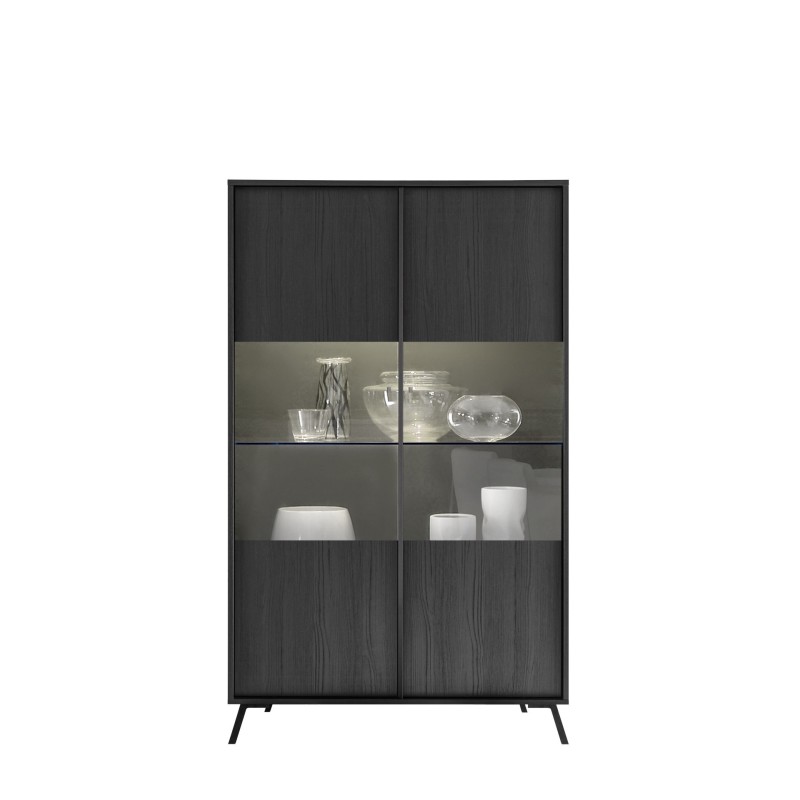 Vitrine 2 portes collection SKY. Coloris chêne noir