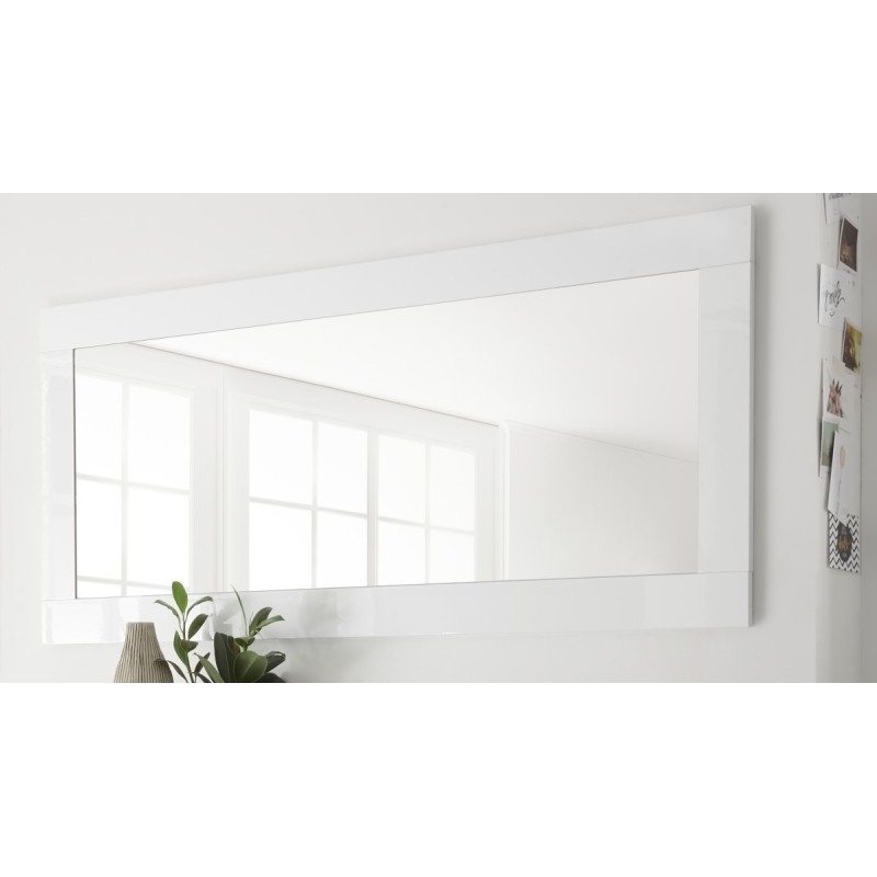 Miroir design, 170x75cm, collection FOLOMI, bordure blanc brillant laqué