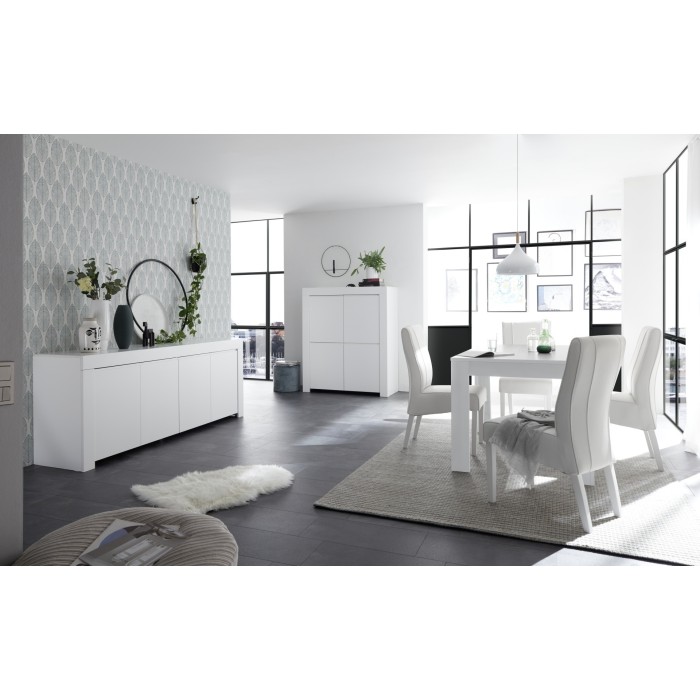 Table 180x90, Collection FALL, couleur blanc laqué mat