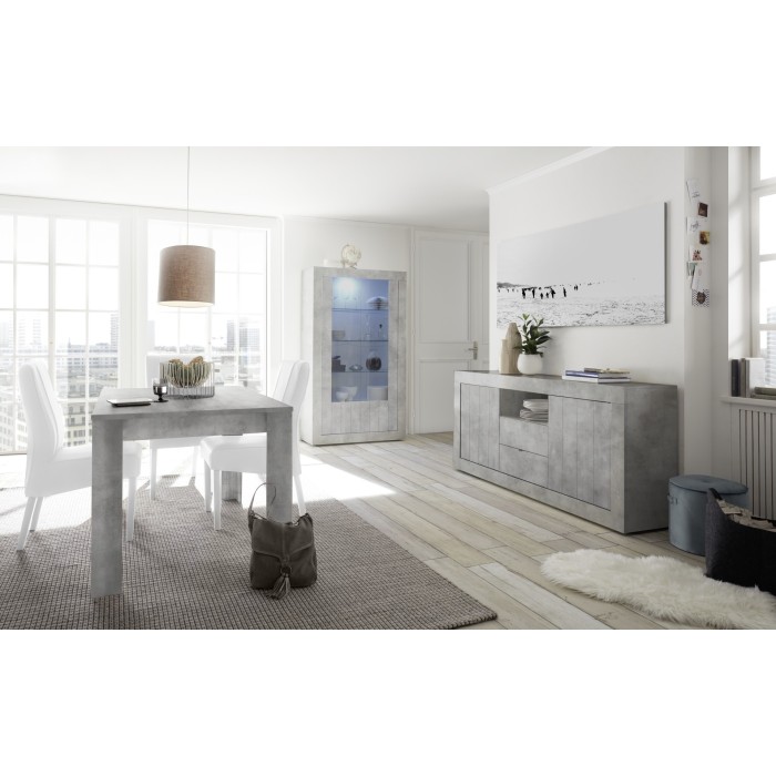 Table extensible Collection URBAN couleur béton, dimensions 137x90cm