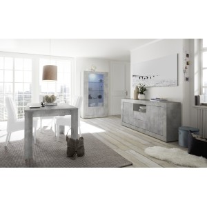 Table extensible Collection URBAN couleur béton, dimensions 137x90cm