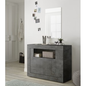 Buffet 2 portes battantes en bois, couleur gris foncé, collection URBAN