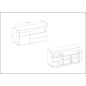 Buffet collection KILES 170cm. Coloris gris anthracite et chêne. Style design