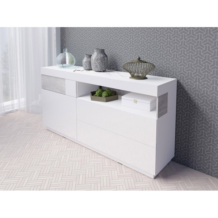 Buffet collection KILES 170cm, Coloris blanc et gris. Style design