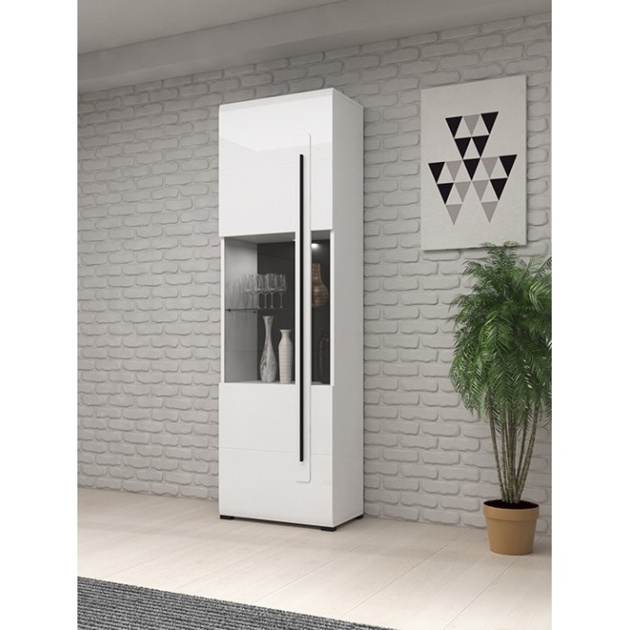 Vitrine design collection BREDA coloris blanc mat et blanc brillant