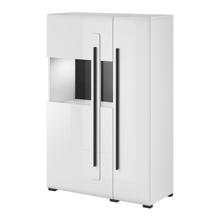 Vitrine design XL collection BREDA. Coloris blanc mat et blanc brillant