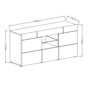 Buffet 160cm collection OHIO. Coloris gris anthracite et chêne.