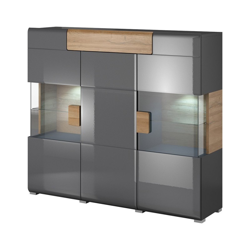 Buffet XL150cm collection OHIO. Coloris gris anthracite et chêne.