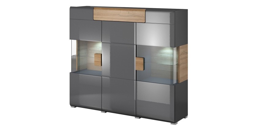 Buffet XL150cm collection OHIO. Coloris gris anthracite et chêne.