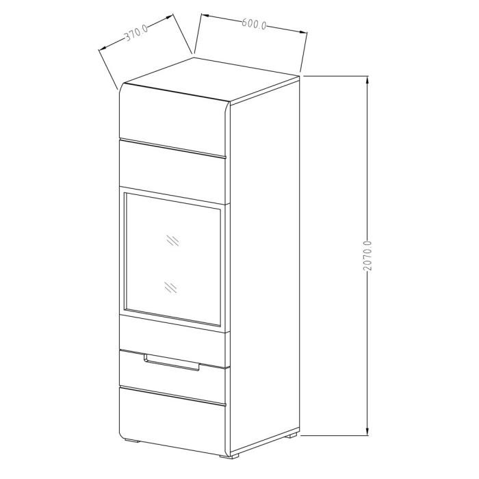 Vitrine collection LUCIA modèle haut. Meuble design idéal pour votre salle à manger