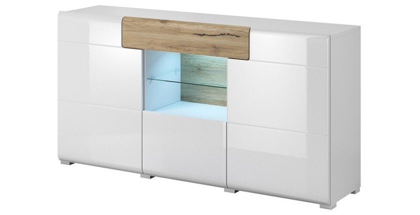 Buffet 160cm collection OHIO. Coloris blanc et chêne.
