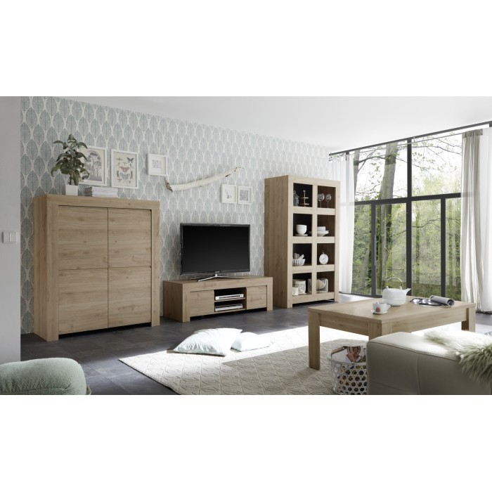 Buffet 4 portes, collection ZEFIR, coloris chêne clair, idéal pour votre salon ou salle à manger
