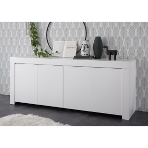 Buffet 4 portes, collection ZEFIR, coloris blanc mat, idéal pour votre salon ou salle à manger