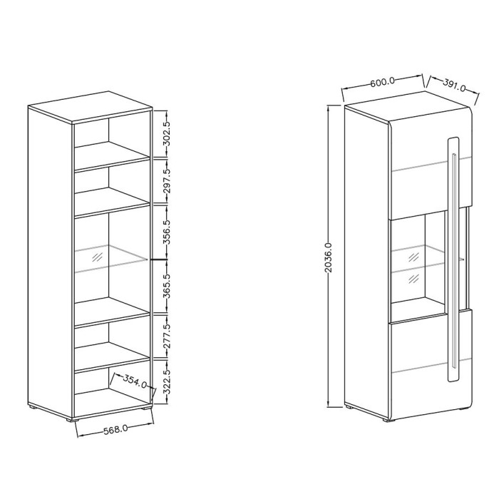 Vitrine design collection BREDA coloris chêne