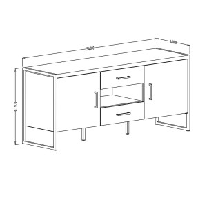 Meuble TV 150cm style industriel. Collection ANAFI. Coloris épicéa et noir